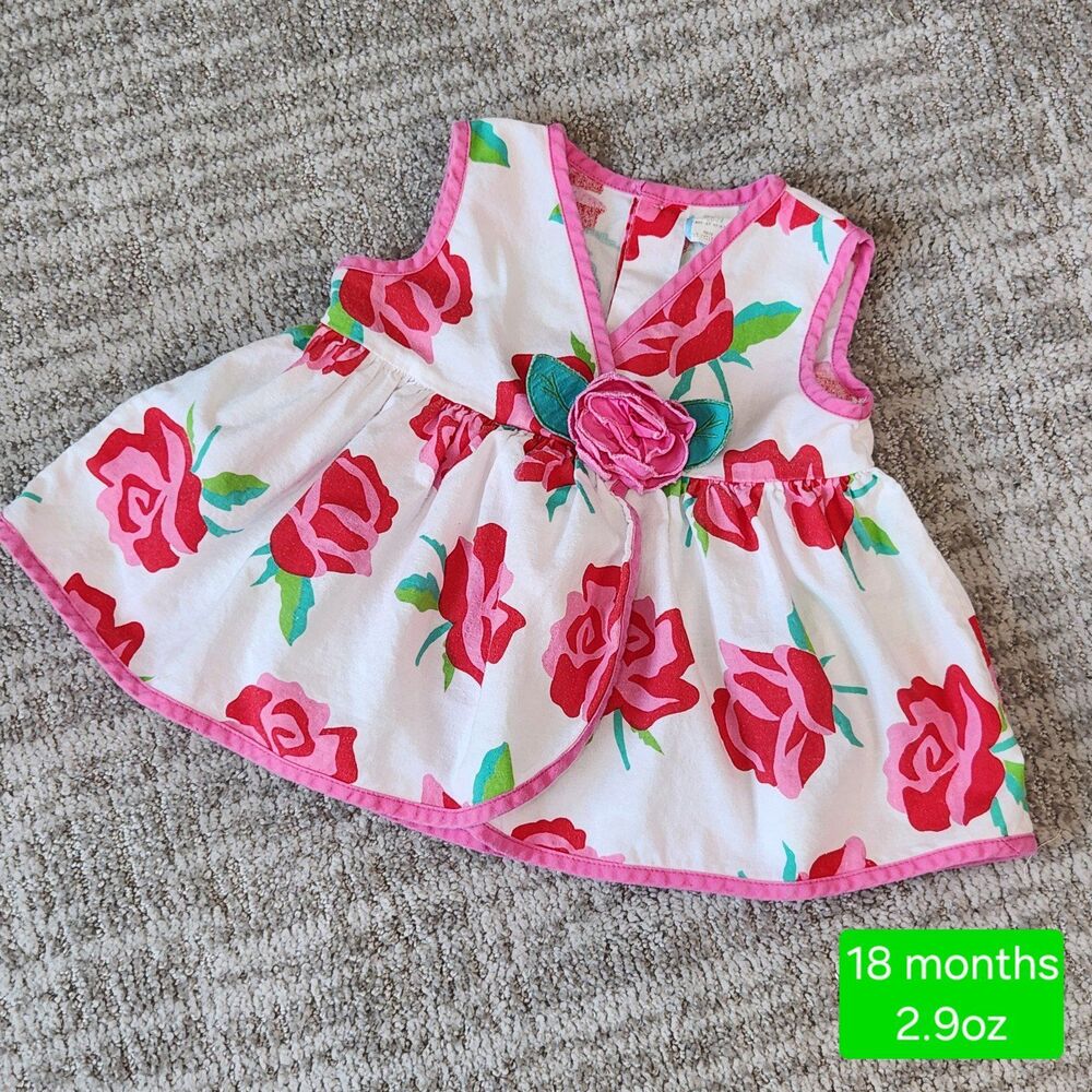 Girls Rose floral rose vintage tank swing top size 18 months - Picture 1 of 11